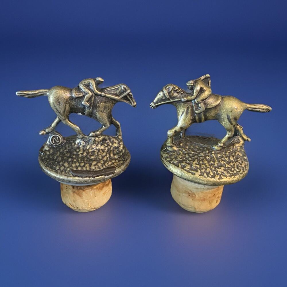 2 Blanton’s Bourbon Whiskey Cork Bottle Stopper w/Race Horse Jockey Letter “N”O”